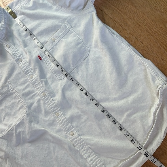 Levi's Red Tab Oversized White Cotton Denim Button Up Shirt Western Rodeo Cowboy - Picture 8 of 9